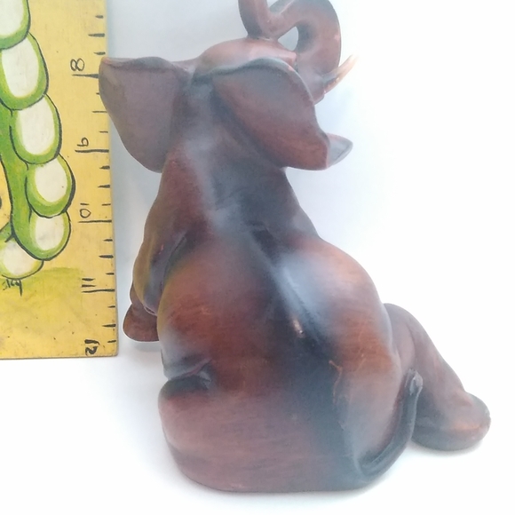 Raised Trunk Figurine Elephant With Tusk 5.75" Tall - Picture 4 of 9